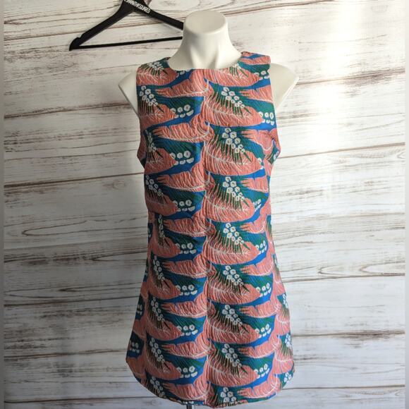 Glamorous Pink and Blue Tropical Palm Print Dress sz Small - Picture 1 of 7
